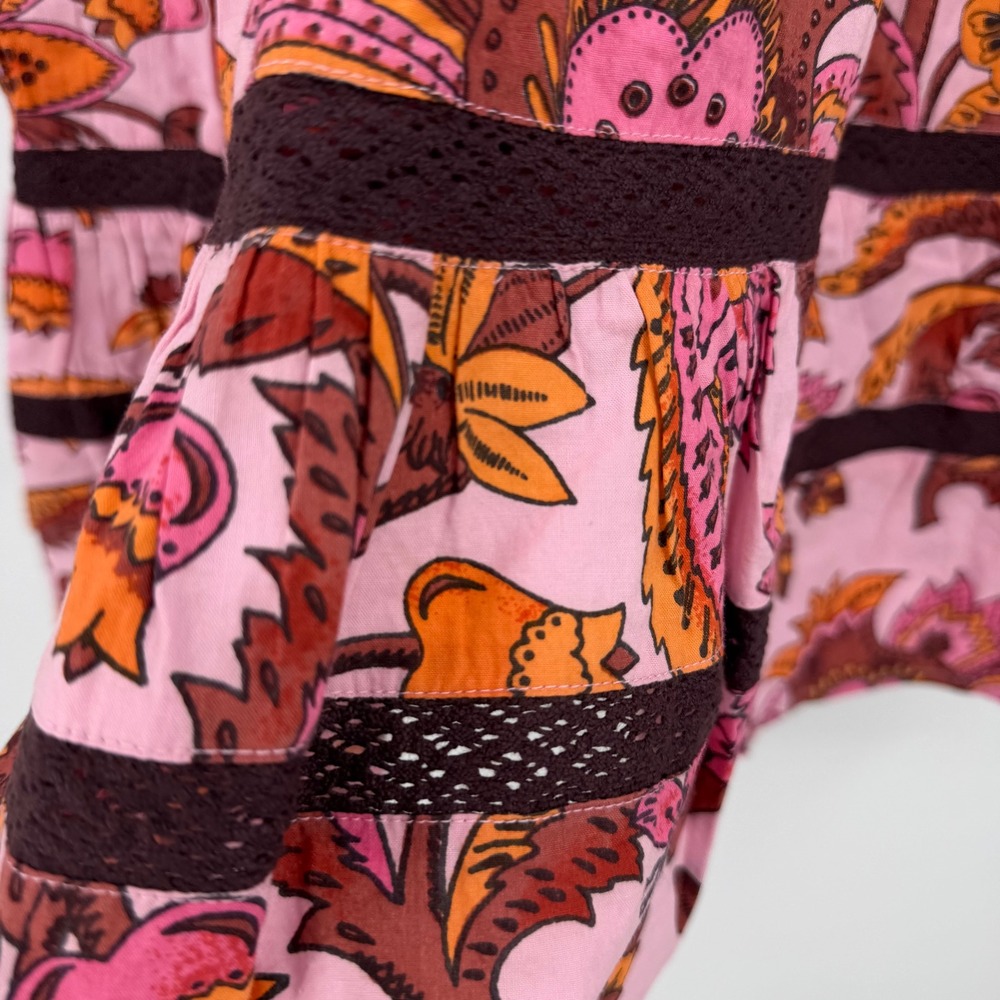 Tuckernuck Pink Ornate Chintz Dress XL Floral Tiered Mini Fairy Boho Indie NWT - Picture 8 of 9
